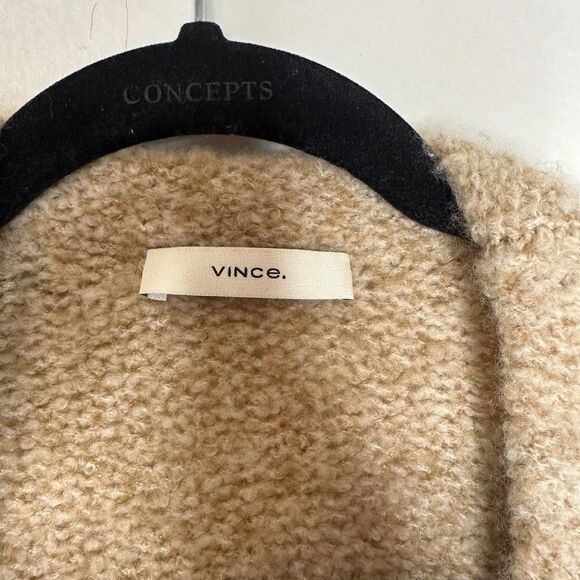 Vince Womens Cardigan Open Front Sweater Beige Chunky Knit Material Unknown M - Picture 2 of 7